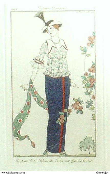 Gravure Costume Parisien 1912 #  3 Barbier George (eau forte) Blouse de Linon