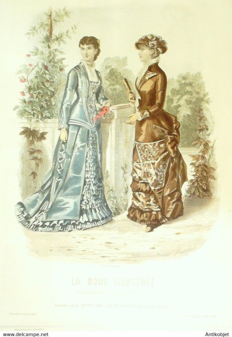 Gravure de mode La Mode illustrée 1880 n°36 (Maison Coussinet-Fladry)