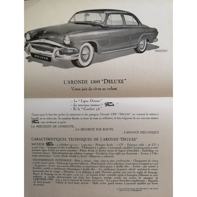 Catalogue SIMCA ARONDE 1300 Deluxe 1950