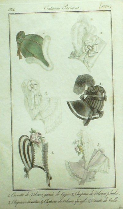 Gravure Mode Costume Parisien 1814 # 1380 (eau forte old Fashion plate