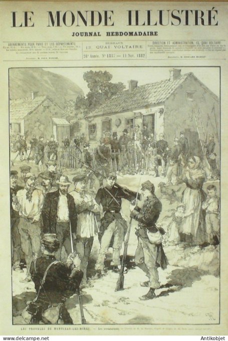 Le Monde illustré 1882 n°1337 Montceau (71) Lyon Tunisie Mohammed-ès-Sadock