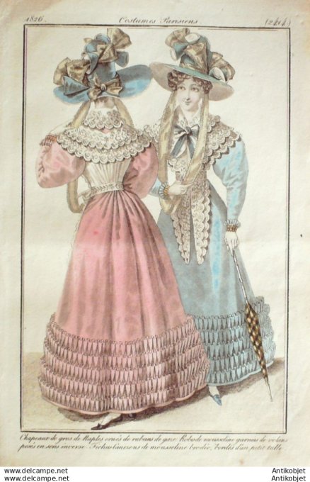 Gravure Mode Costume Parisien 1826 # 2414 (eau forte old Fashion plate