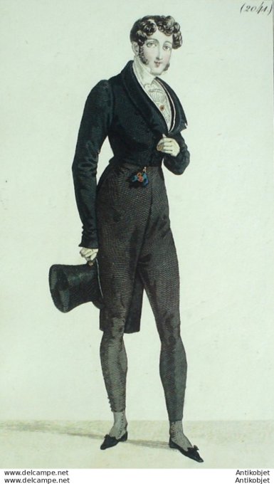 Costume Parisien 1822 # 2041 Habit de drap homme Gilet de velours