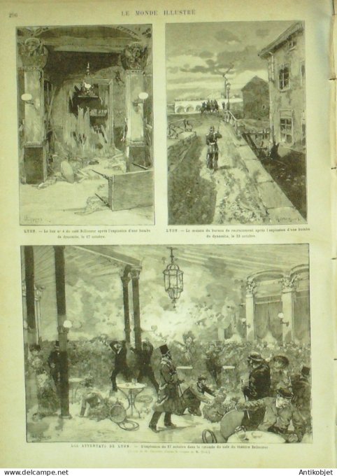 Le Monde illustré 1882 n°1337 Montceau (71) Lyon Tunisie Mohammed-ès-Sadock