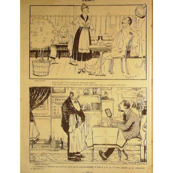 La Baïonnette 1918 n°138 (Restaurants de guerre) KERN GASTYNE MONTASSIER GILES ORDNER