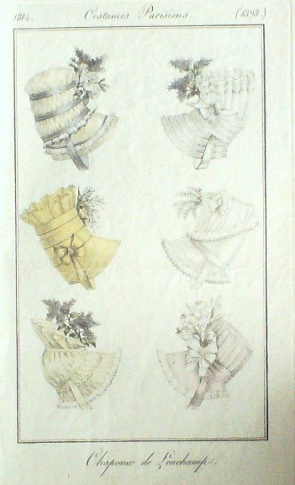 Gravure Mode Costume Parisien 1814 # 1393 (eau forte old Fashion plate