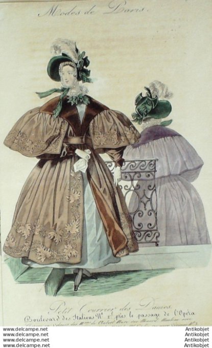 Gravure Mode Courrier des Dames 1831 #  925 (eau forte old Fashion plate)
