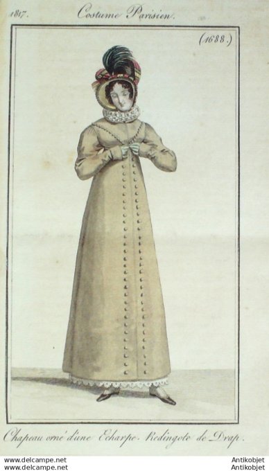 Gravure Mode Costume Parisien 1817 # 1688 (eau forte old Fashion plate