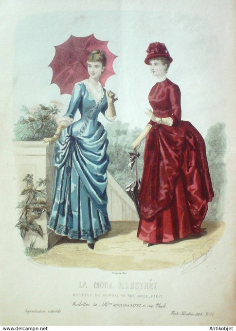 Gravure Mode illustree 1884 # 37 (Old Fashion plate)