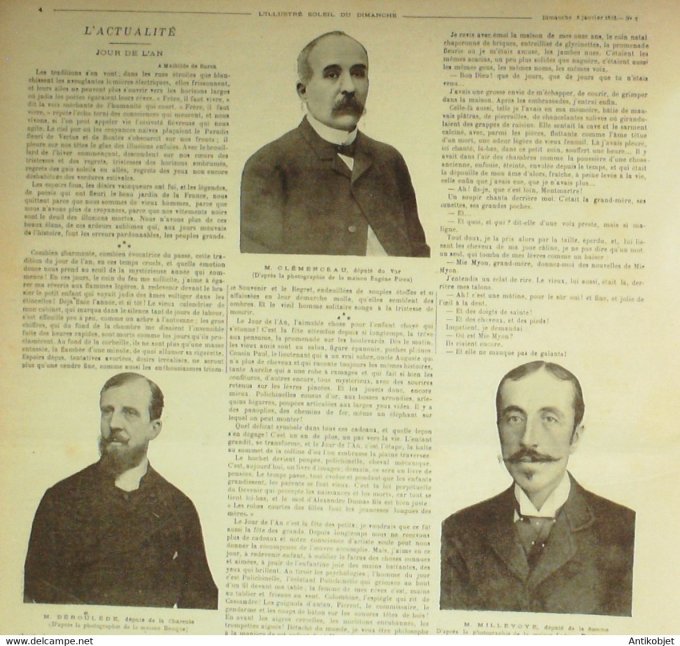 Soleil du Dimanche 1893 n° 2 Clémenceau Millevoye Deroulède Andrieux préfet