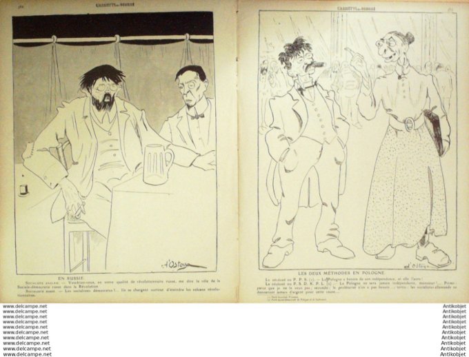 L'Assiette au beurre 1910 # 491 Socialiste aux Congres de Copenhague Ostoya  Georges