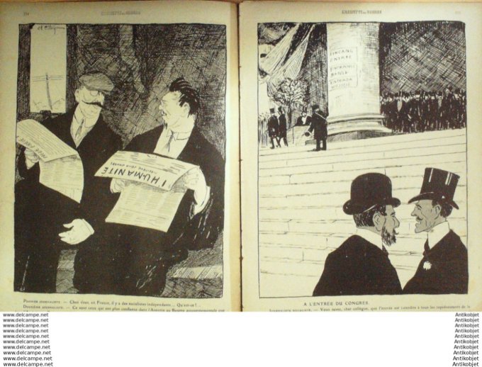 L'Assiette au beurre 1910 # 491 Socialiste aux Congres de Copenhague Ostoya  Georges