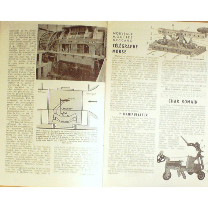 MECCANO MAGAZINE-VESPA-CHAR ROMAIN/de WATT MECCANO-SIMCA 9 ARONDE-1954