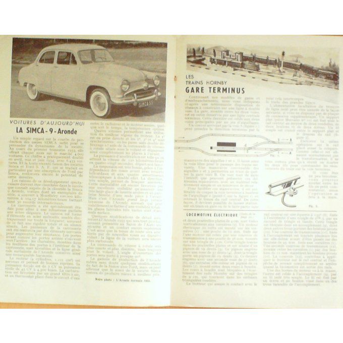 Meccano Magazine Vespa Char Romain/De Watt Meccano Simca 9 Aronde 1954