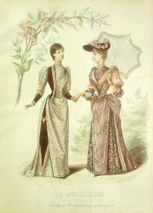 Gravure Mode illustree 1891 # 13 (Old Fashion plate) rare - 
