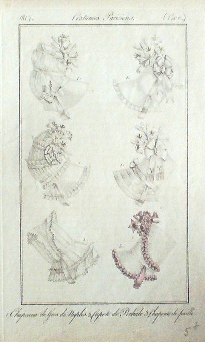 Gravure Mode Costume Parisien 1814 # 1400 (eau forte old Fashion plate