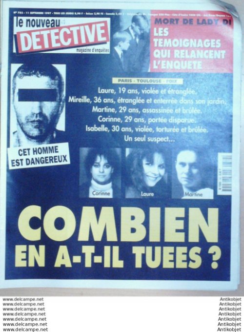 Détective 1997 # 782 Calais Grenoble Chalons Namur Christine Poncelet