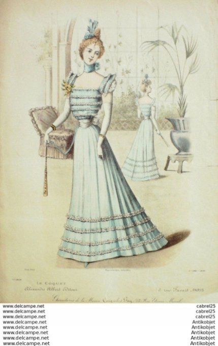 Gravure Mode Le Coquet 1898 # 02 (Old Fashion plate)