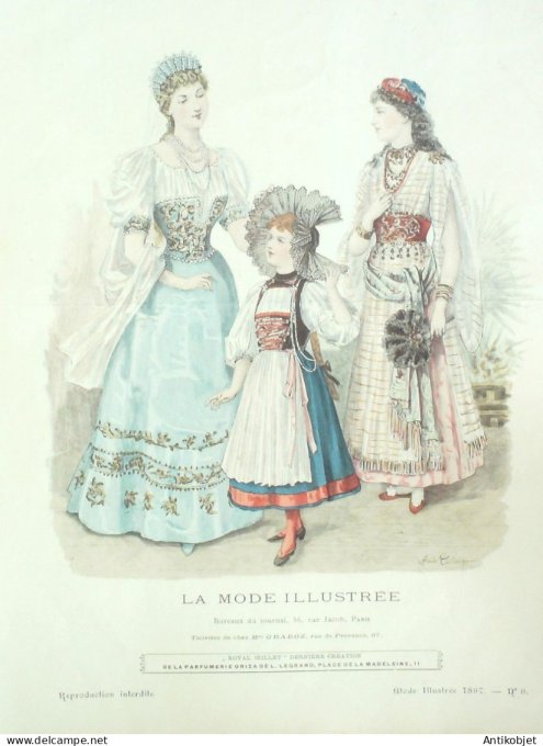 Gravure Mode illustree 1897 # 06 (Old Fashion plate) RARE