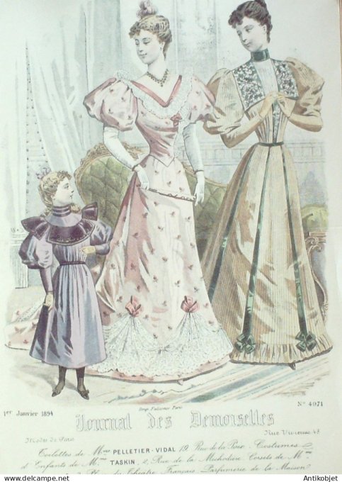 Gravure Mode J.Demoiselles 1893 # 4971 (Old Fashion plate)