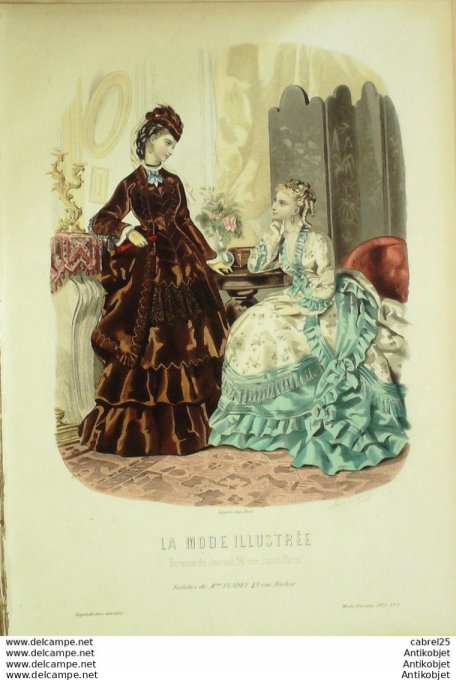 Gravure de mode La Mode illustrée 1873 n°05 (Maison Fladry)