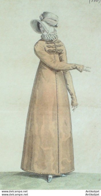 Gravure de mode Costume Parisien 1816 n°1607 Douillette de soie