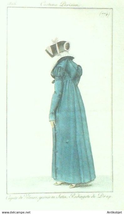 Costume Parisien 1806 # 774 (eau forte) Redingote de drap