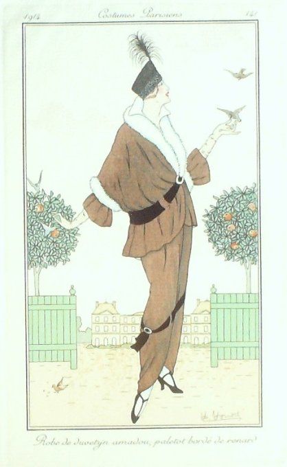Honore H Pochoir Mode Art Deco n° 141-1914 Journal des Dames