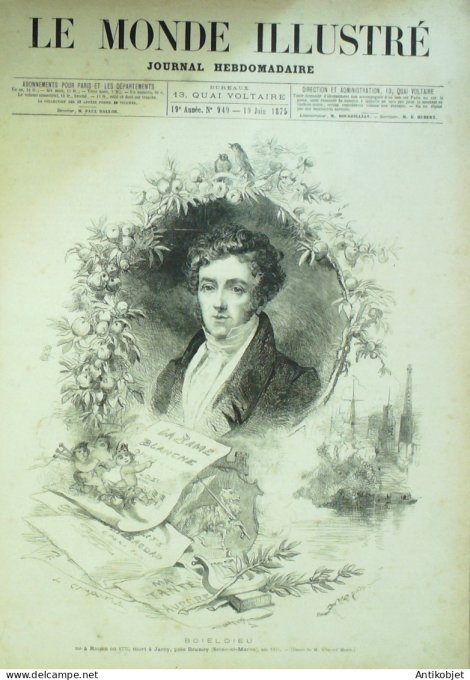 Le Monde illustré 1874 n°949 Tours (37) Longchamp (92) Rouen (76) Boeildieu Montmartre