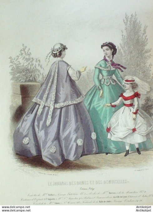 Gravure Mode J.Dames & Demoiselles 1859 # 815 (Old Fashion plate)