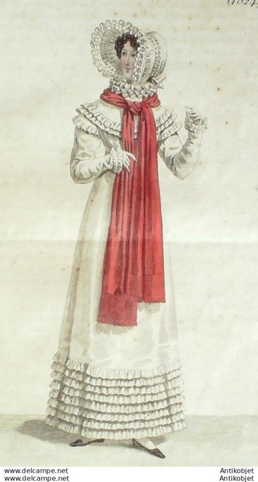 Costume Parisien 1819 # 1824 Robe perkale & mousseline