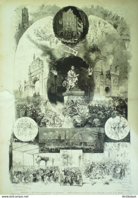 Le Monde illustré 1874 n°949 Tours (37) Longchamp (92) Rouen (76) Boeildieu Montmartre