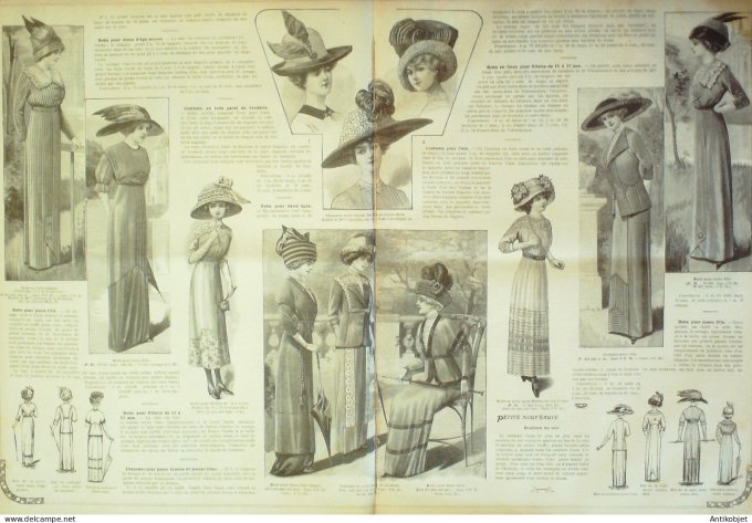 La Mode illustrée journal 1911 n° 22 Toilettes Costumes Passementerie