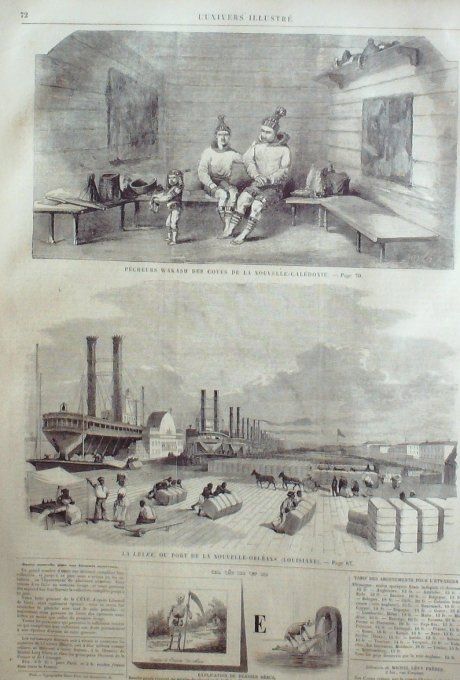 L'Univers illustré 1861 # 142 Ceylan Miligraya Calédonie Pêcheurs Wakash Louisiane Nlle-Orléans