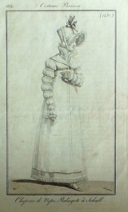 Gravure Mode Costume Parisien 1814 # 1430 (eau forte old Fashion plate