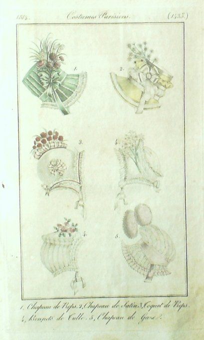 Gravure Mode Costume Parisien 1814 # 1435 (eau forte old Fashion plate