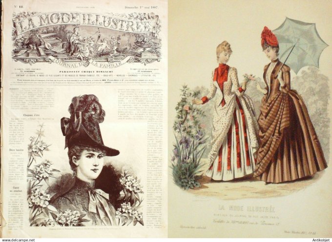 La Mode illustrée journal + gravure associée 1887 # 18