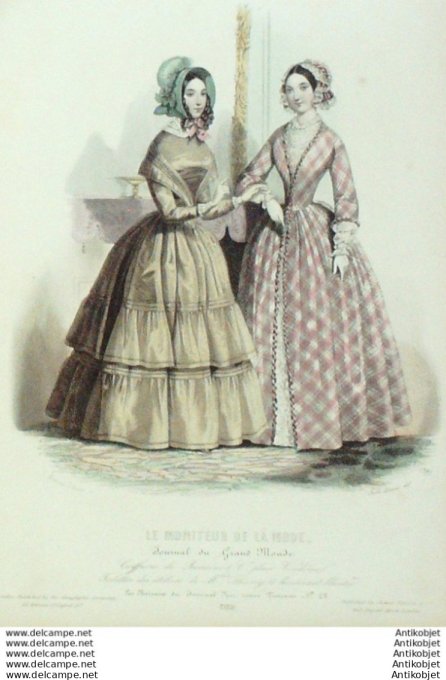 Gravure Mode Le Moniteur 1849 # 39 (Old Fashion plate)
