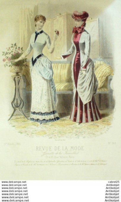 Gravure Mode La Gazette 1881 # 508 (Old Fashion plate)