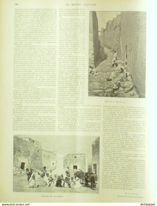 Le Monde illustré 1898 n°2139 Algérie Bou-Saada Borgou Kouandé Nikki famine