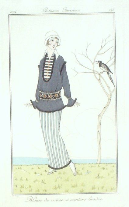 Anonyme Pochoir Mode Art Deco n° 145-1914 Journal des Dames