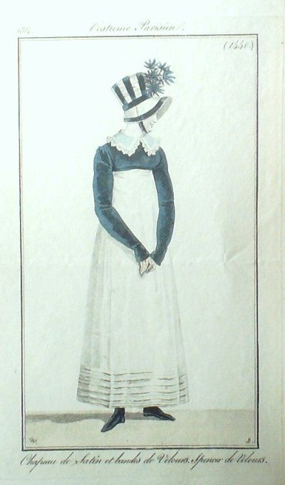 Gravure Mode Costume Parisien 1814 # 1440 (eau forte old Fashion plate
