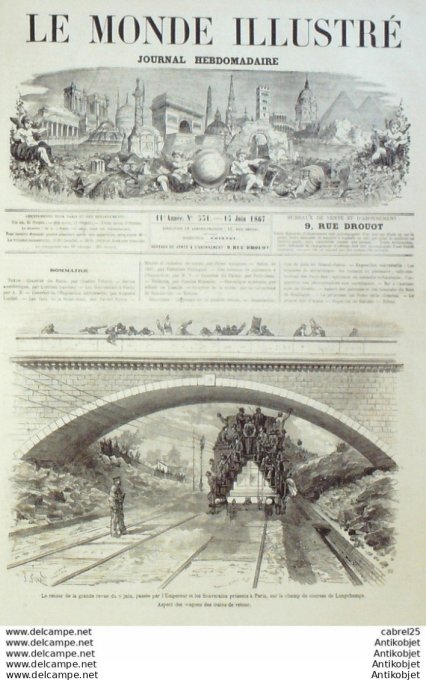 Le Monde illustré 1867 n°531 Paris Expo Souverains Russie Bois De Boulogne Pays-Bas Métairies