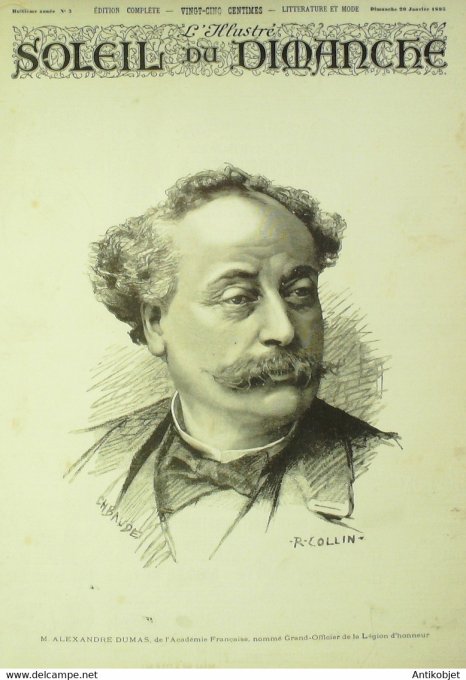 Soleil du Dimanche 1895 n° 3 Alexandre Dumas Académicien