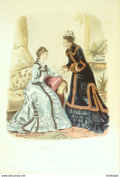 Gravure de mode La Mode illustrée 1876 n°47 (Maison Bréant-Castel)