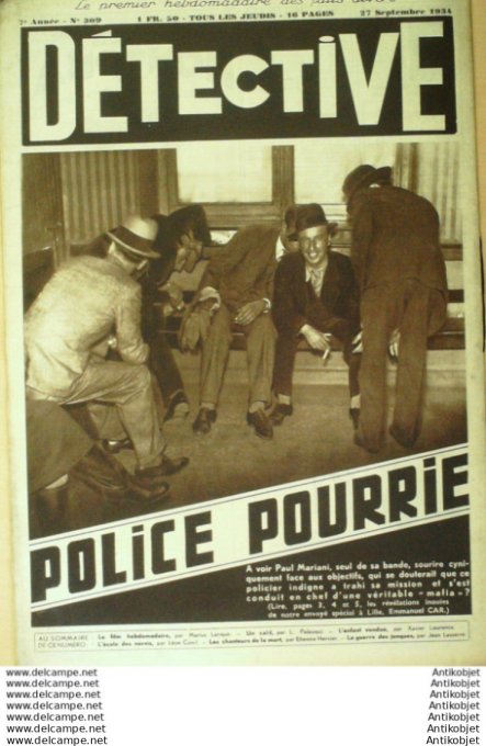 Détective 1934 # 309 Toulon Lille Chine Shangai Violette Nozière