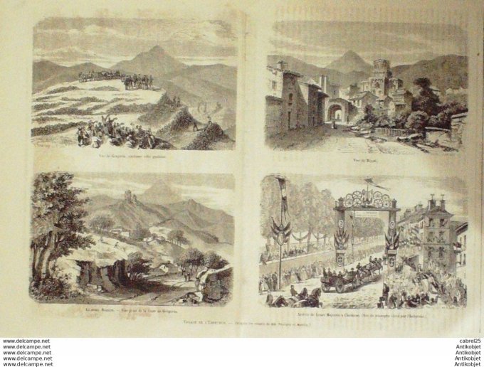 Le Monde illustré 1862 n°275 Clermont Royat (63) Honfleur (14) Vichy (01) Grèce Corinthe