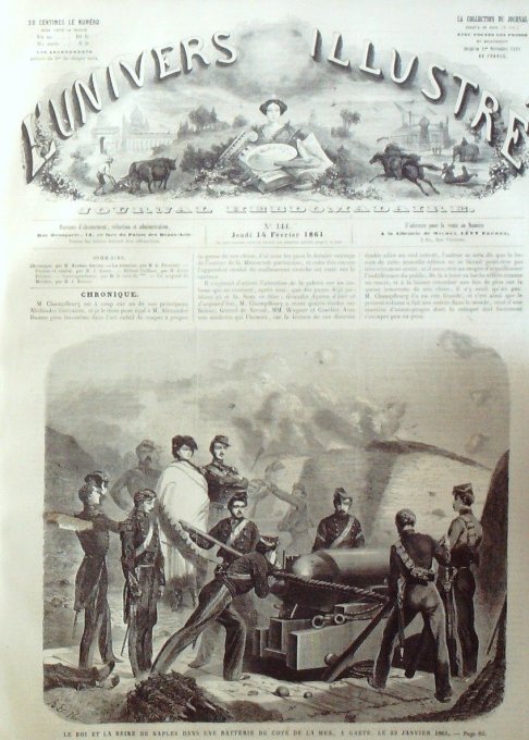 L'Univers illustré 1861 # 143 Lord Palmerston Danemark Seeland fort Kronborg 