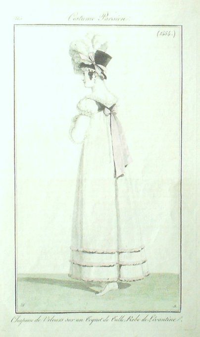 Gravure Mode Costume Parisien 1815 # 1454 (eau forte old Fashion plate
