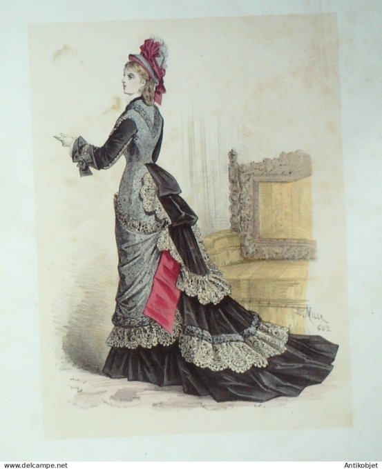 Gravure Mode Elegance Parisienne 1874 # 652 (Old Fashion plate)